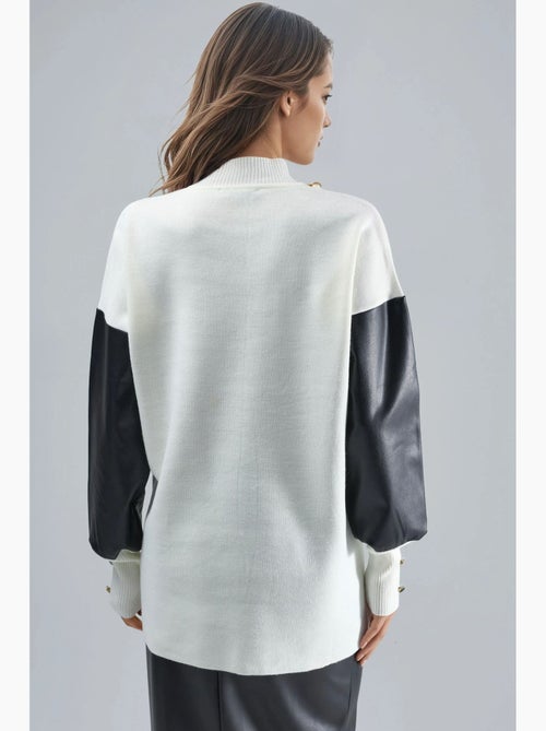 Trui met details van imitatieleer my fashion - Kiabi Trui met details van imitatieleer my fashion - Kiabi