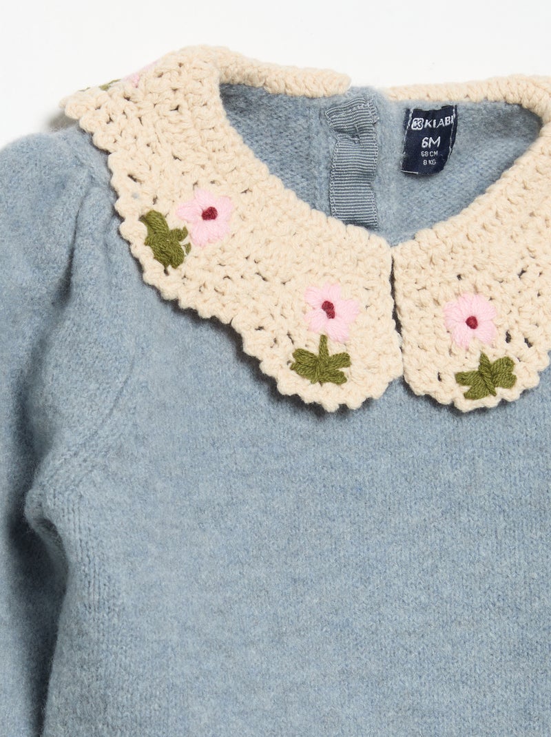 Trui met fantasiekraag Blauw - Kiabi