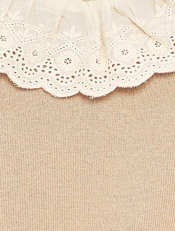 Trui met fantasiekraag van broderie anglaise
