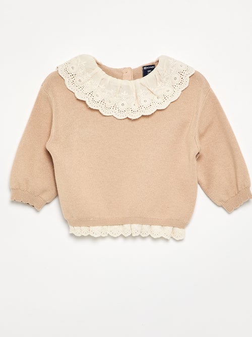Trui met fantasiekraag van broderie anglaise - Kiabi