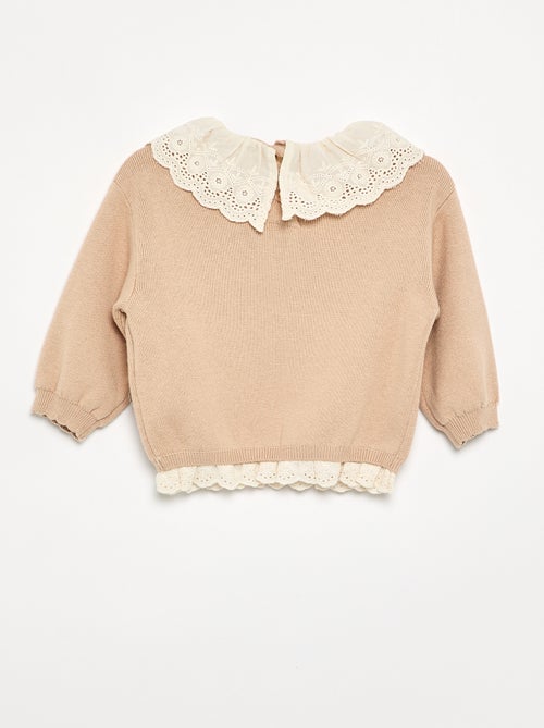 Trui met fantasiekraag van broderie anglaise - Kiabi