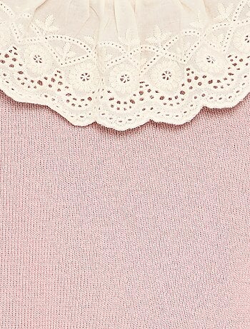 Trui met fantasiekraag van broderie anglaise