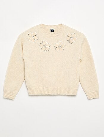 Trui met geborduurde bloemen en pailletten
