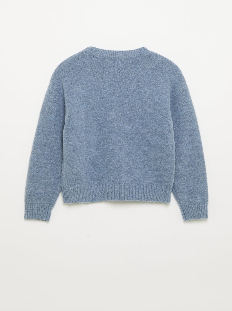Trui met geborduurde bloemen en pailletten Blauw - Kiabi