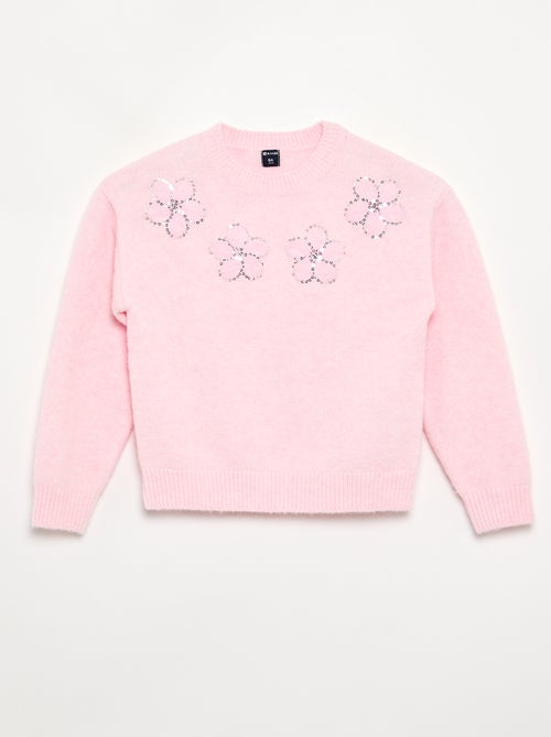 Trui met geborduurde bloemen en pailletten - Kiabi Trui met geborduurde bloemen en pailletten - Kiabi
