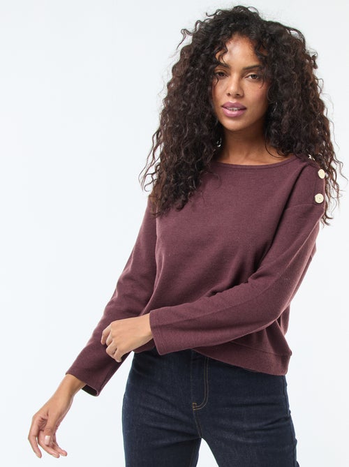 Trui met goudkleurige knopen op de schouder - Kiabi Trui met goudkleurige knopen op de schouder - Kiabi