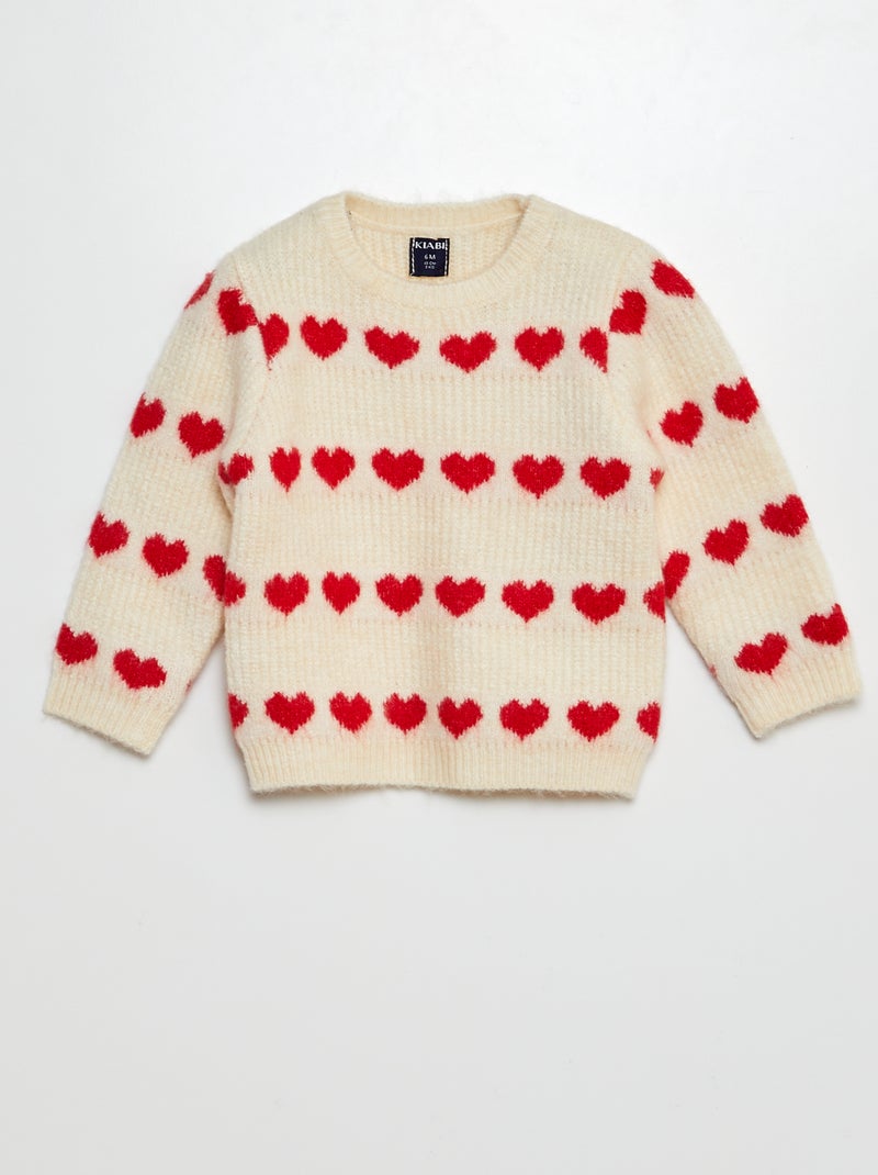 Trui met hartjesmotief ROOD - Kiabi