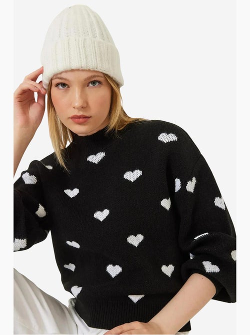 Trui met hartjespatroon, ronde hals en relaxed fit lucci - Kiabi Trui met hartjespatroon, ronde hals en relaxed fit lucci - Kiabi