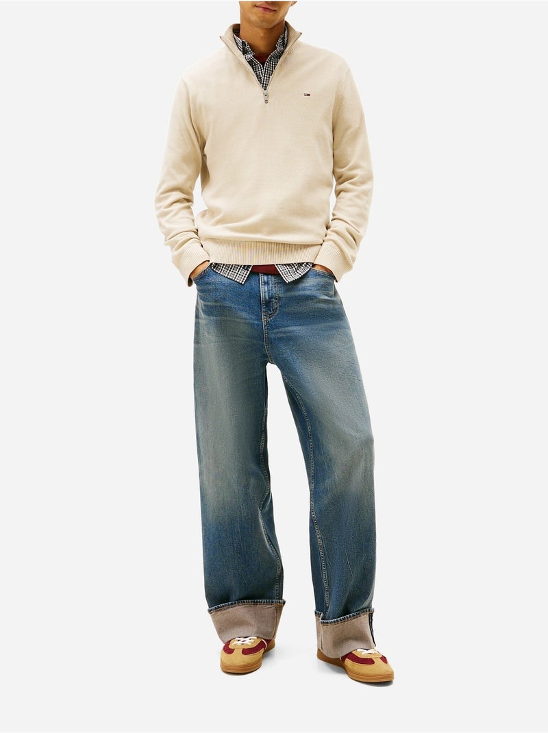 Trui met hoge kraag en ritssluiting - Tommy jeans Beige - Kiabi