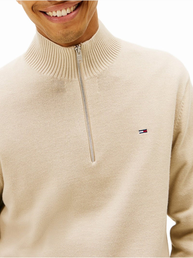 Trui met hoge kraag en ritssluiting - Tommy jeans Beige - Kiabi