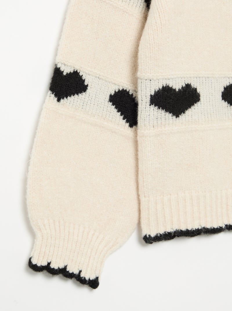 Trui met jacquard 'hartjes' Zwart - Kiabi