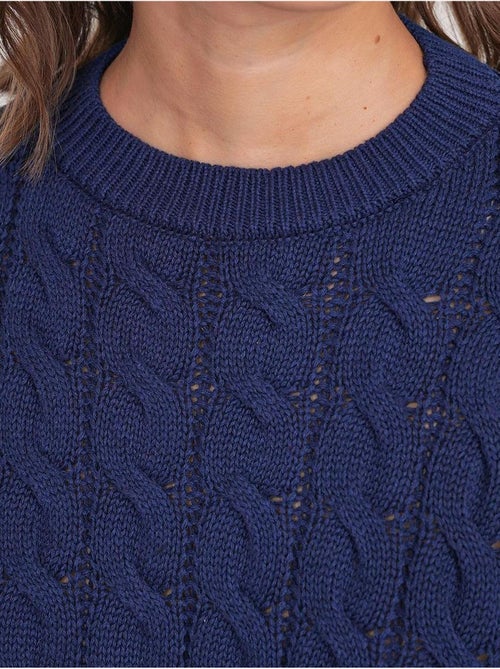 Trui met kabelbreipatroon en ronde hals mixray - Kiabi