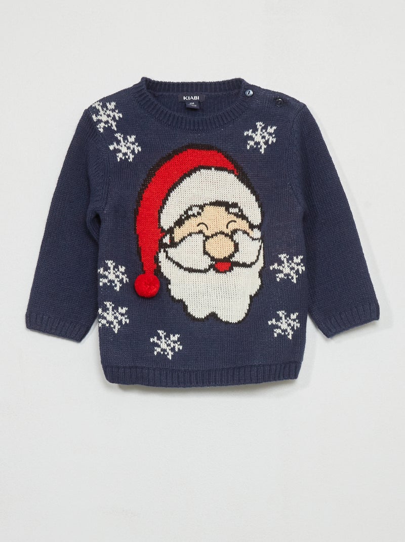 Trui met kerstmanmotief Blauw - Kiabi