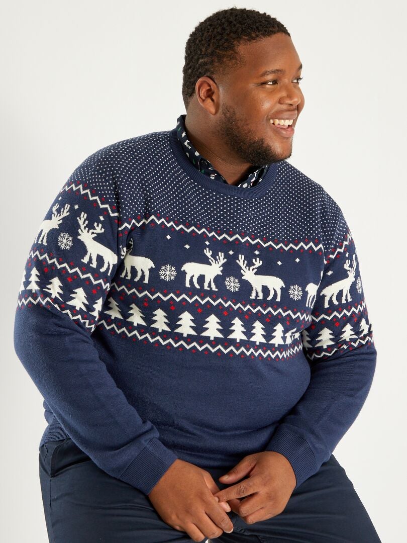 Trui met kerstmotief BLAUW - Kiabi