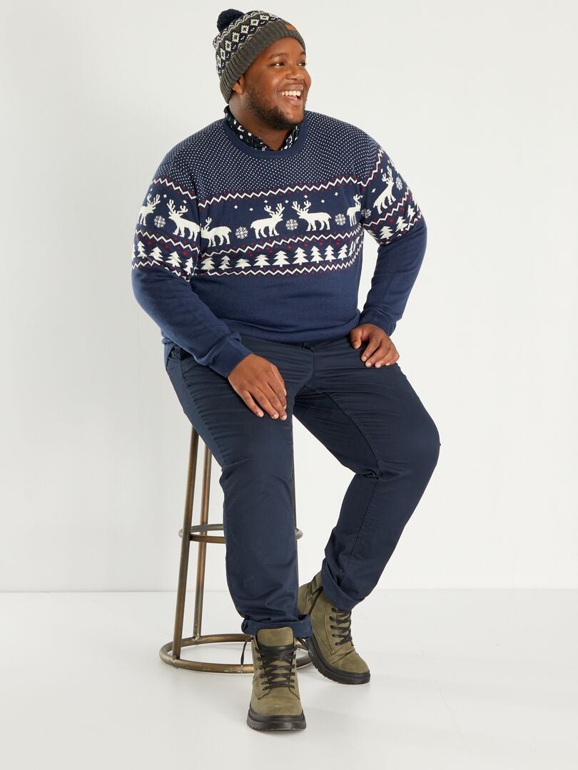 Trui met kerstmotief BLAUW - Kiabi