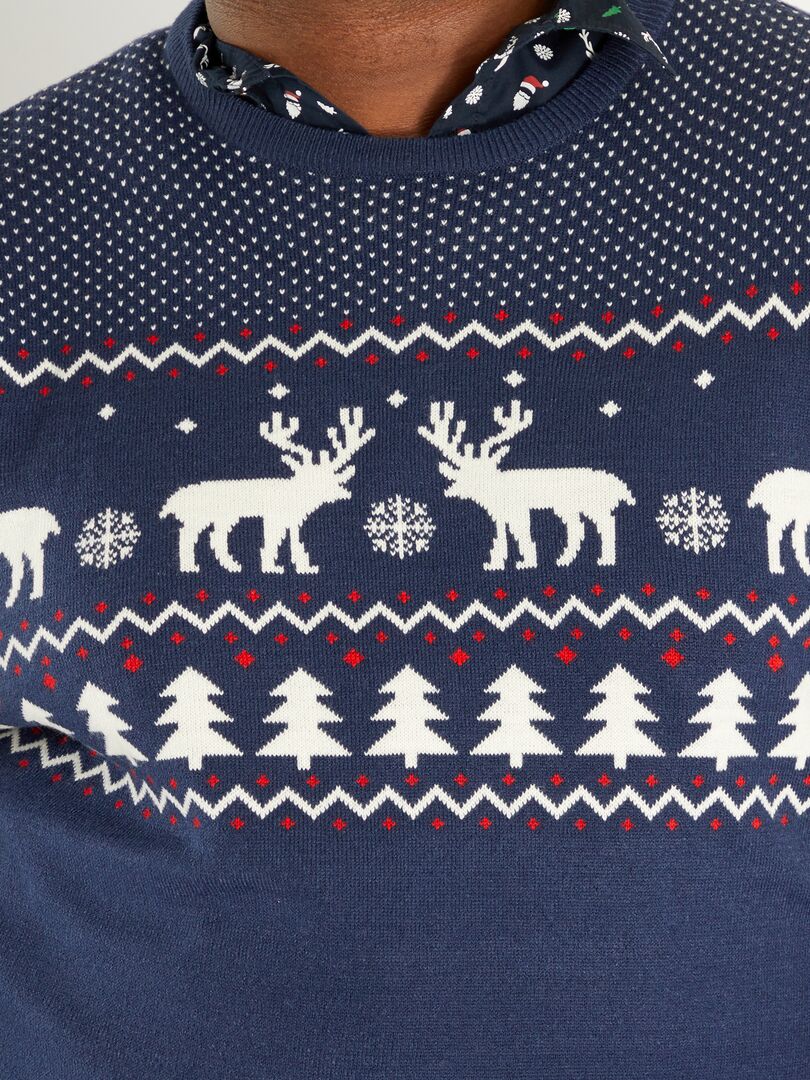 Trui met kerstmotief BLAUW - Kiabi