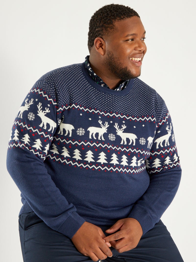 Trui met kerstmotief BLAUW - Kiabi