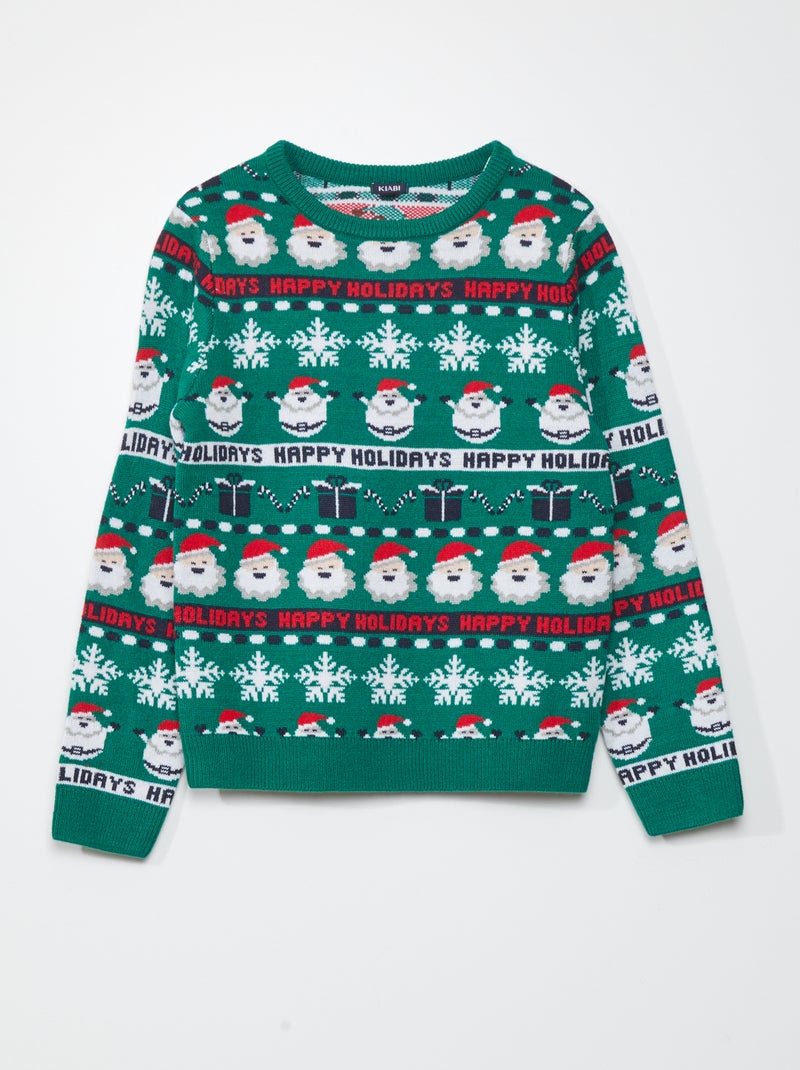 Trui met kerstmotief GROEN - Kiabi