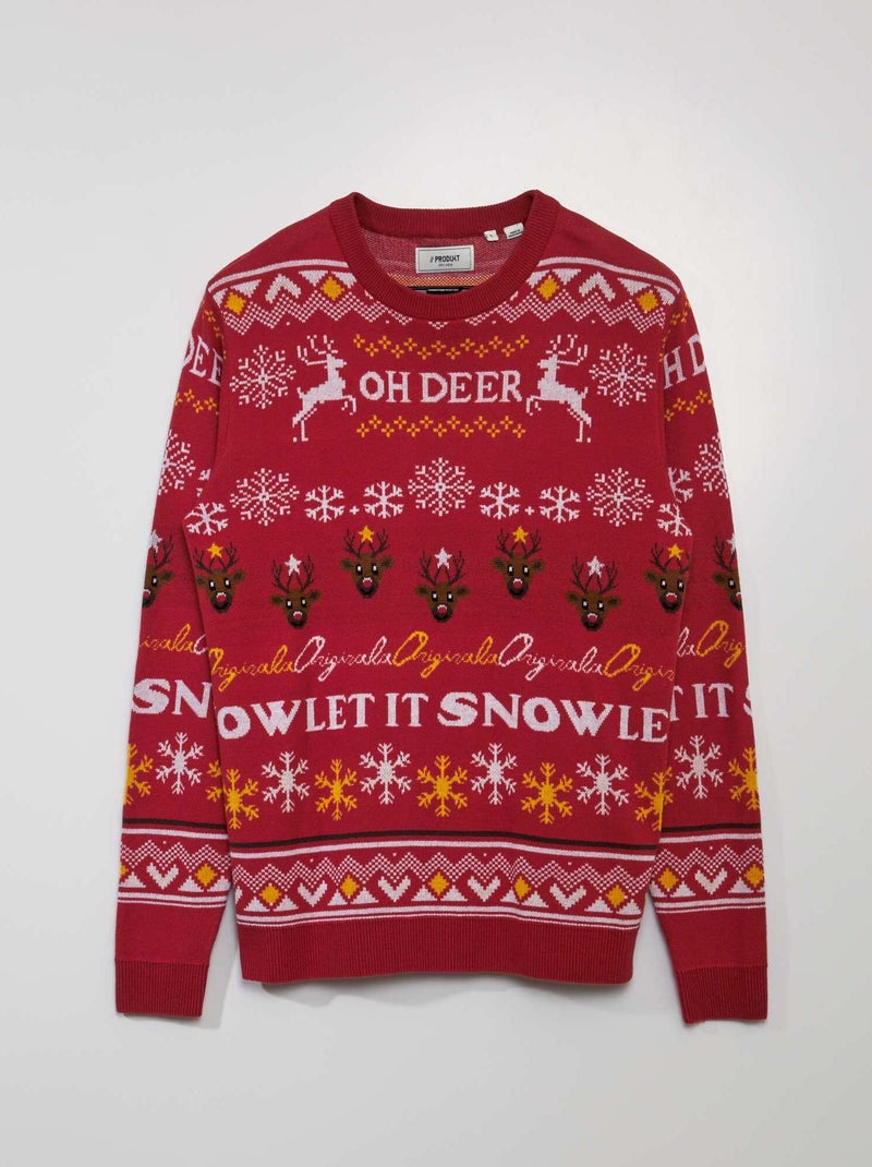 Trui met kerstmotief ROOD - Kiabi