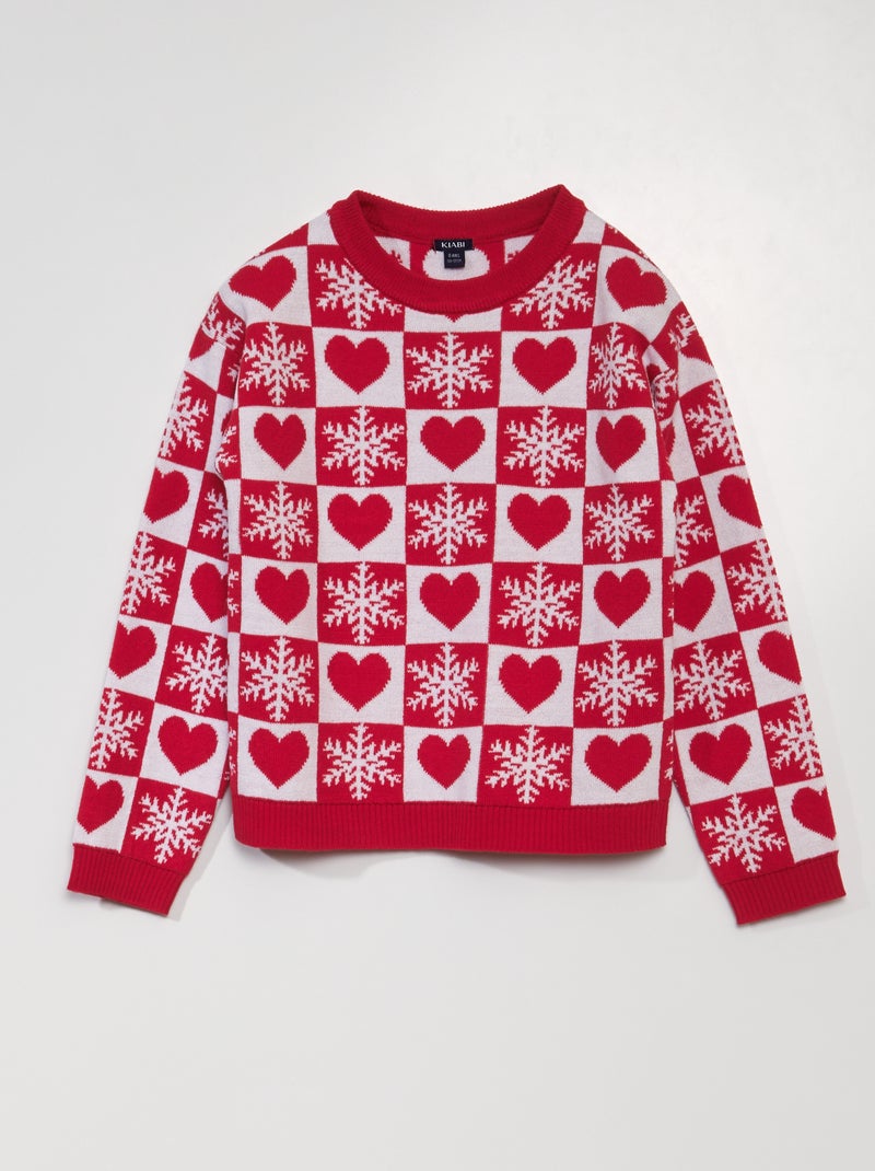 Trui met kerstmotief ROOD - Kiabi
