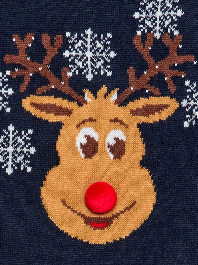 Trui met kerstprint en ronde hals Blauw - Kiabi