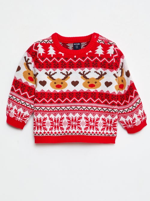 Trui met kerstprint en ronde hals - Kiabi