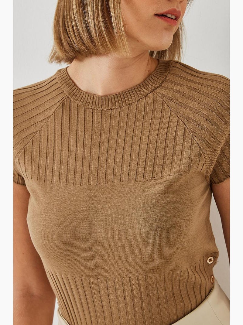 Trui met knoopjes aan de zijkant lucci Camel - Kiabi