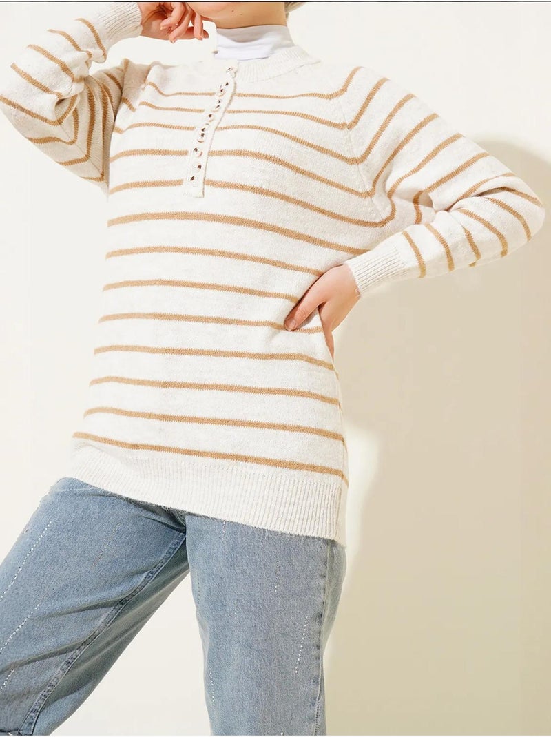 Trui met knoopjes bdart Camel - Kiabi