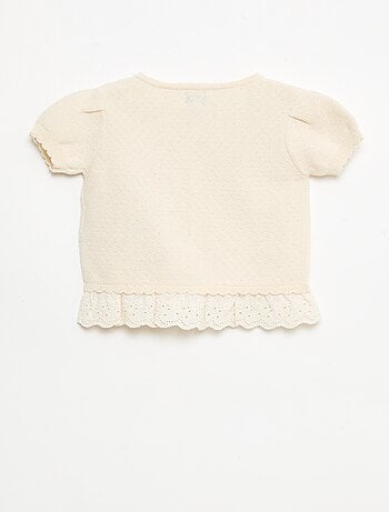 Trui met korte mouwen en fantasie strikjes