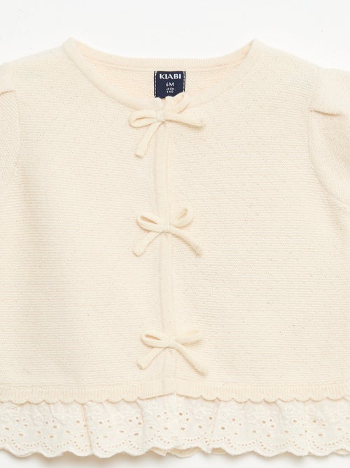 Trui met korte mouwen en fantasie strikjes - Kiabi