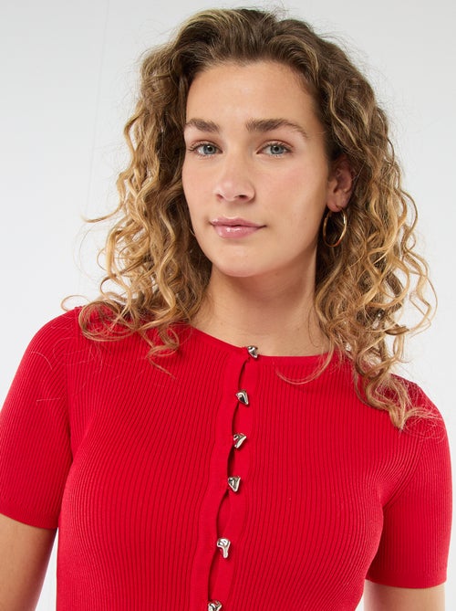 Trui met korte mouwen en fantasieknopen - Kiabi