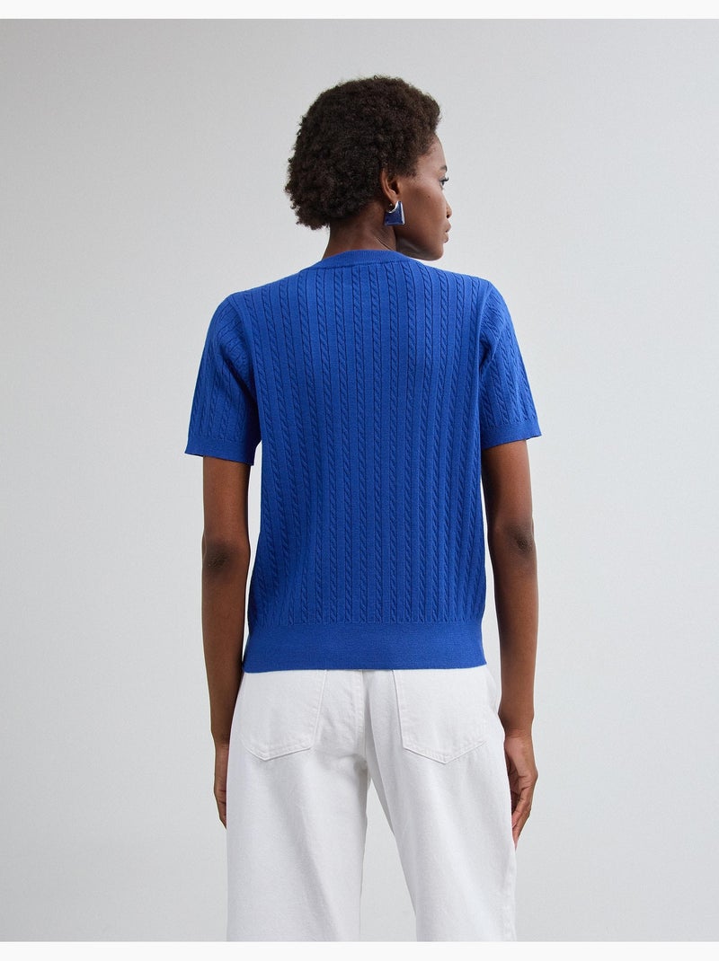 Trui met korte mouwen gebreid, mo fashion Blauw - Kiabi