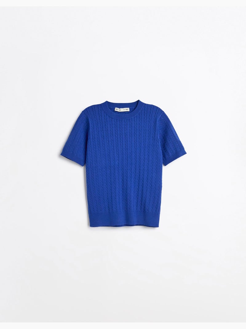 Trui met korte mouwen gebreid, mo fashion Blauw - Kiabi