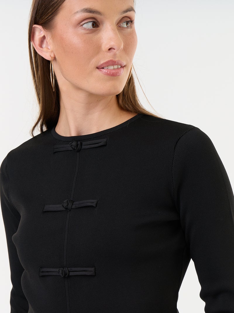 Trui met mandarijndetails Zwart - Kiabi
