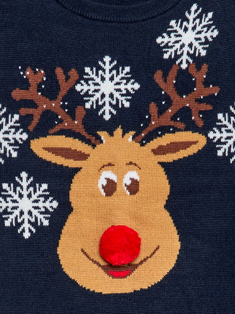 Trui met opgedrukt hert + kwastje Blauw - Kiabi