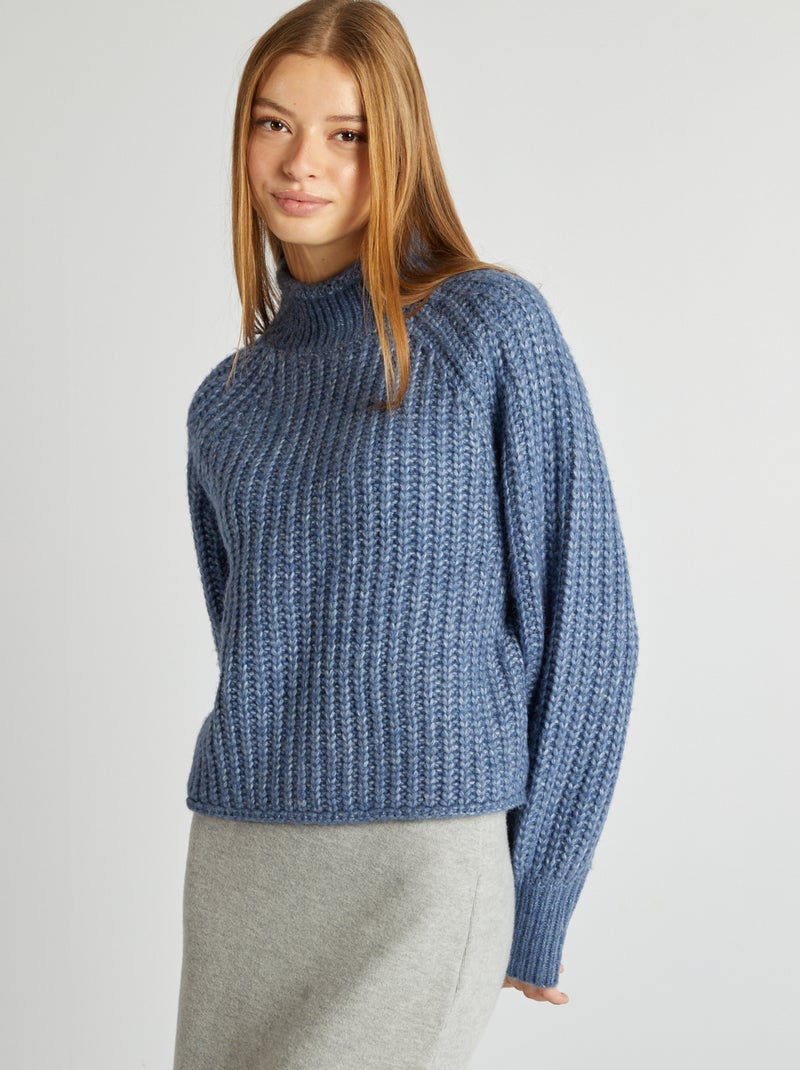 Trui met opstaande kraag BLAUW - Kiabi