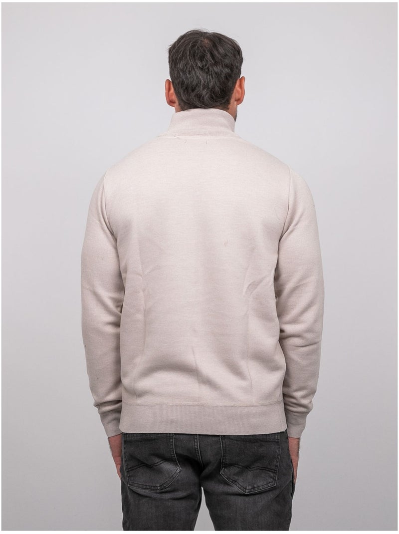 Trui met opstaande kraag en rits larko Beige - Kiabi