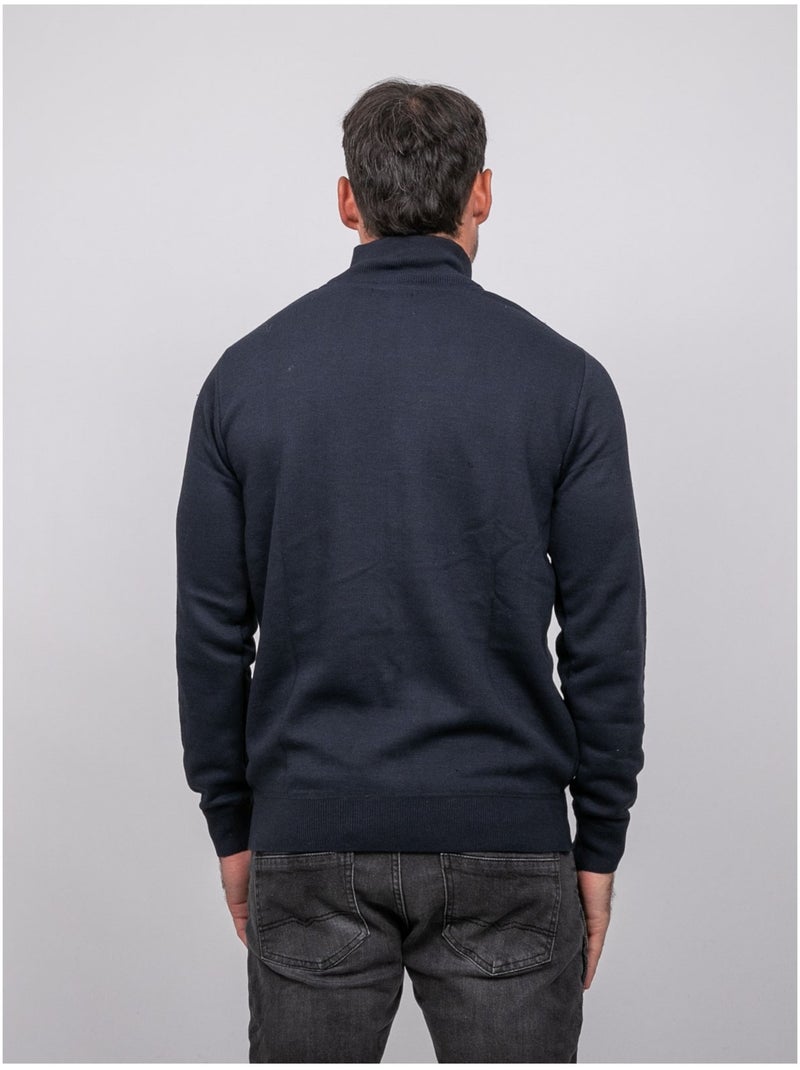 Trui met opstaande kraag en rits larko Marineblauw - Kiabi