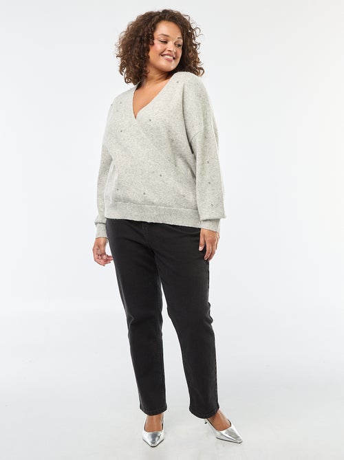 Trui met overslaghals en stras - Kiabi