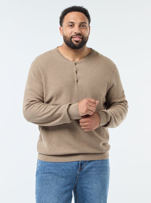 Trui met piquétextuur en geknoopte ronde hals - Kiabi