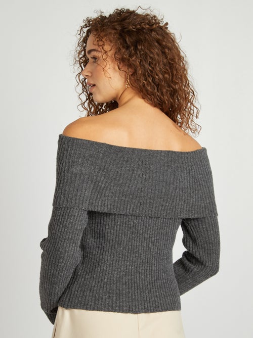 Trui met ribbeltextuur en bardothals - Kiabi