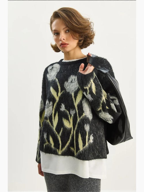 Trui met ronde hals en bloemen lucci - Kiabi
