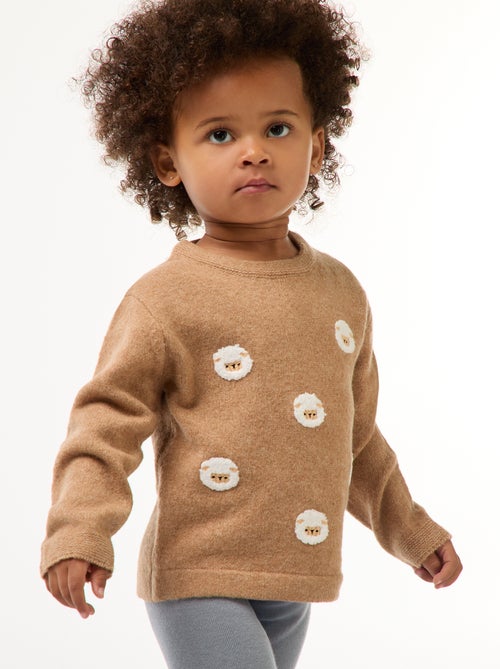 Trui met ronde hals en borduursel - Kiabi