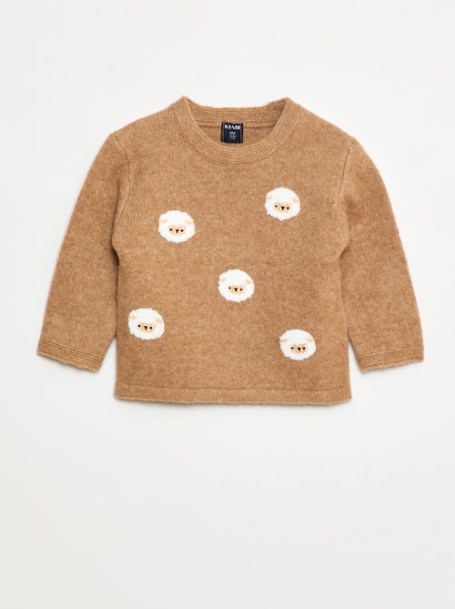 Trui met ronde hals en borduursel - Kiabi