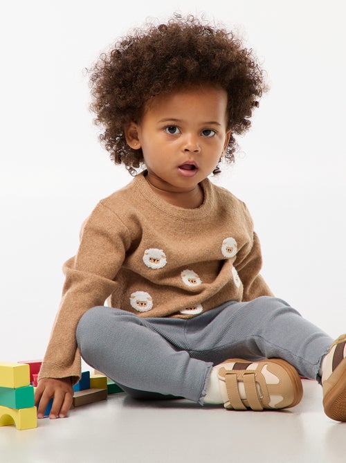 Trui met ronde hals en borduursel - Kiabi