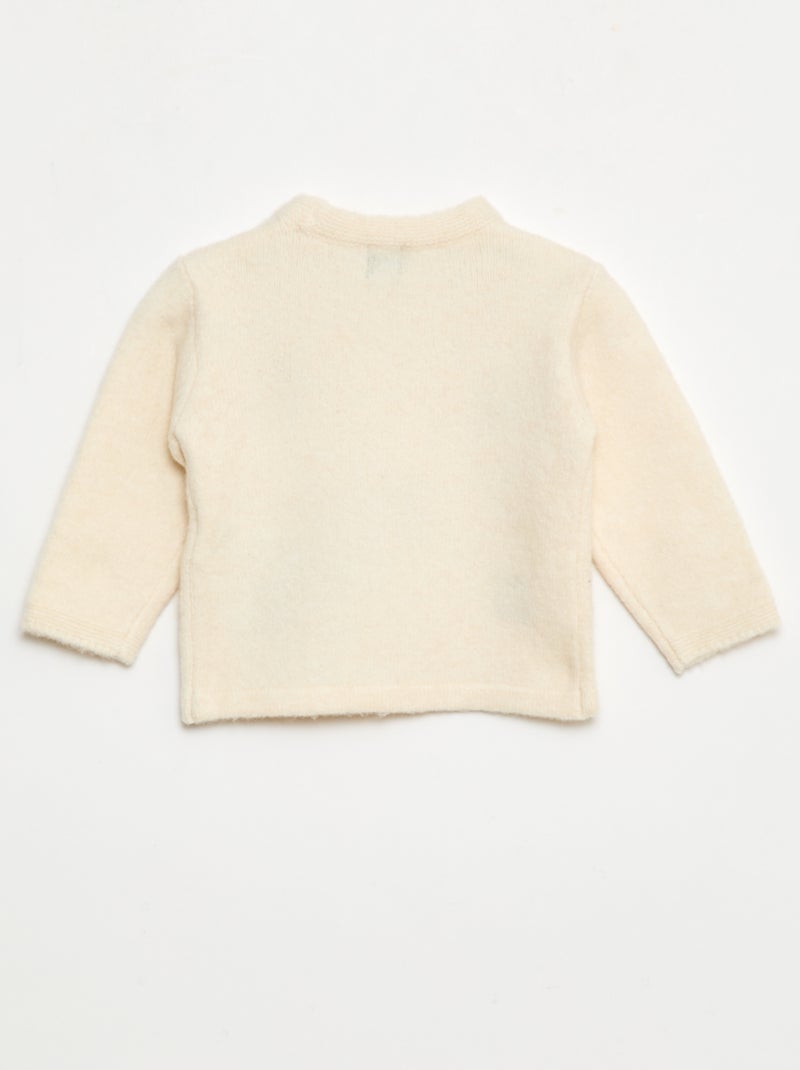 Trui met ronde hals en borduursel Wit - Kiabi