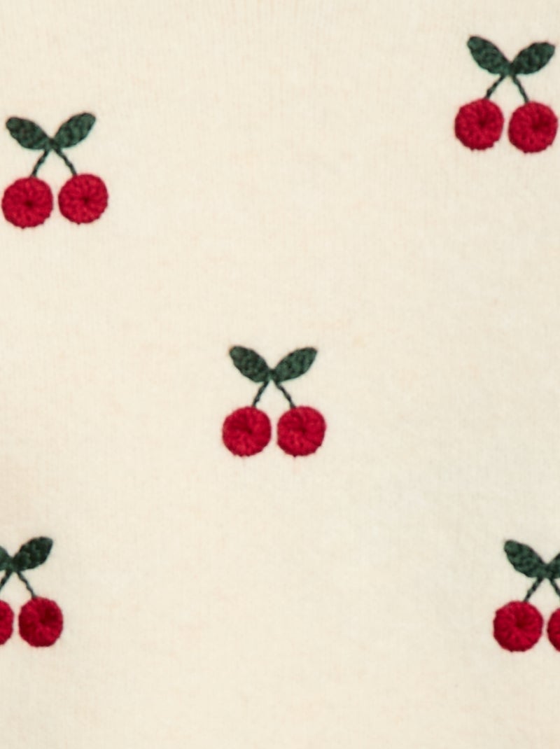 Trui met ronde hals en borduursel Wit - Kiabi