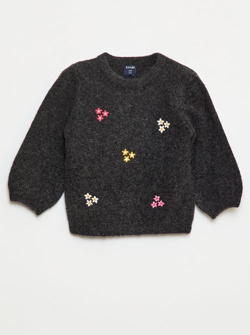 Trui met ronde hals en gebreid motiefje - Kiabi
