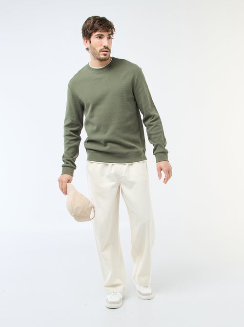 Trui met ronde hals en gewafelde stof - Kiabi