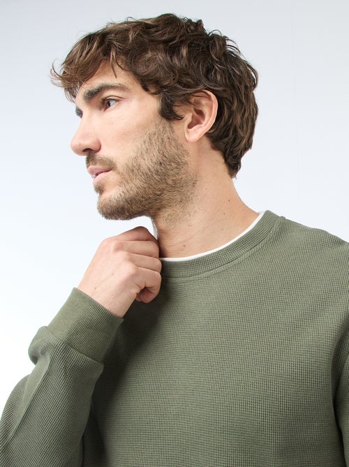 Trui met ronde hals en gewafelde stof - Kiabi